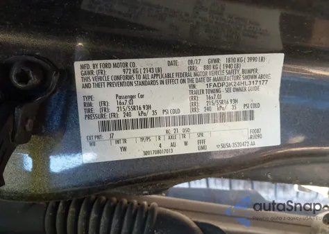 2017 Ford Focus Se from USA, damaged, VIN 1FADP3K24HL317177